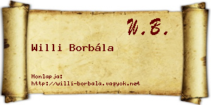 Willi Borbála névjegykártya